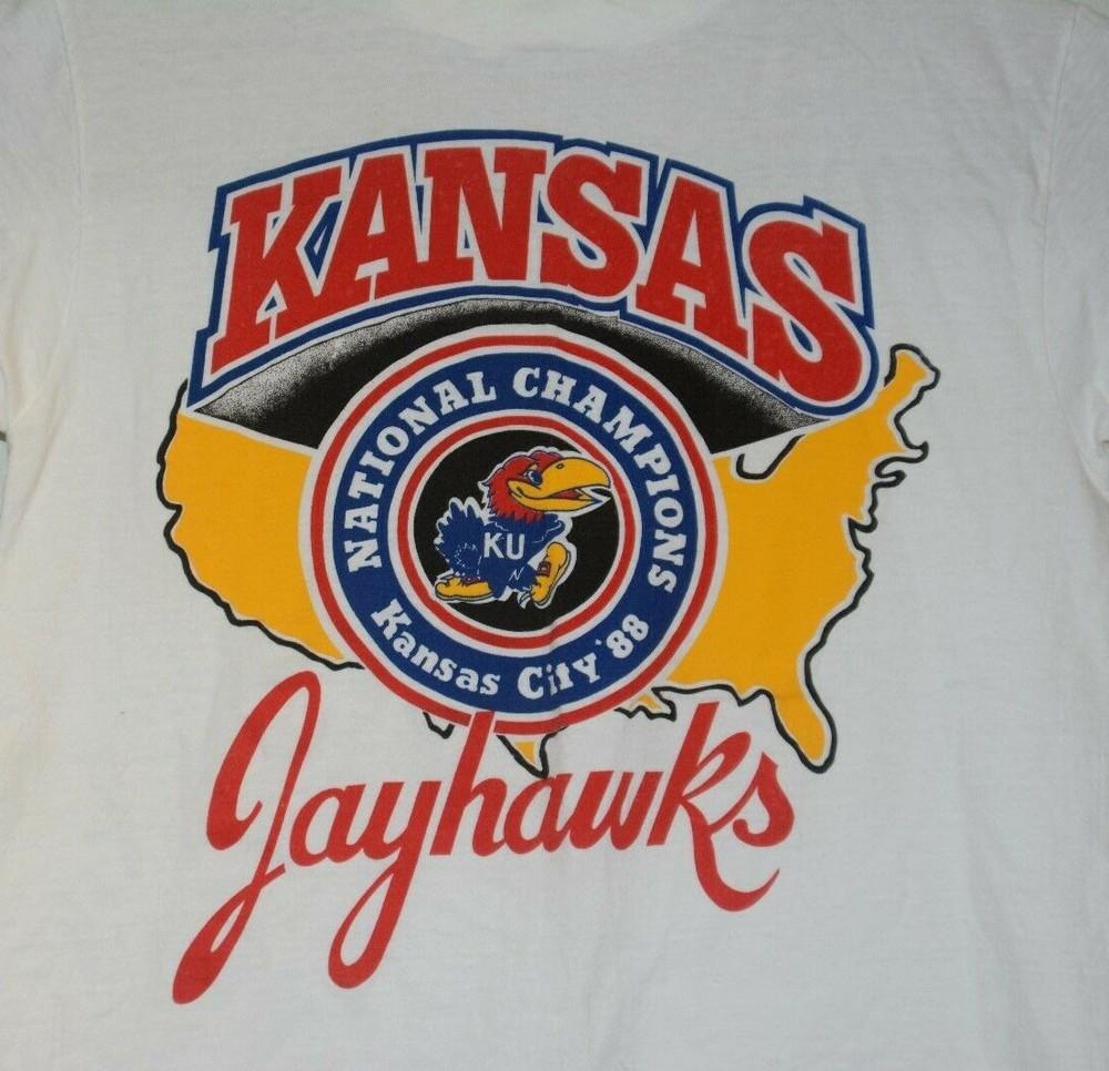 Футболка Kansas Jayhawks Чемпионы страны Белая футболка Размеры JJ5169 Унисекс Футболка