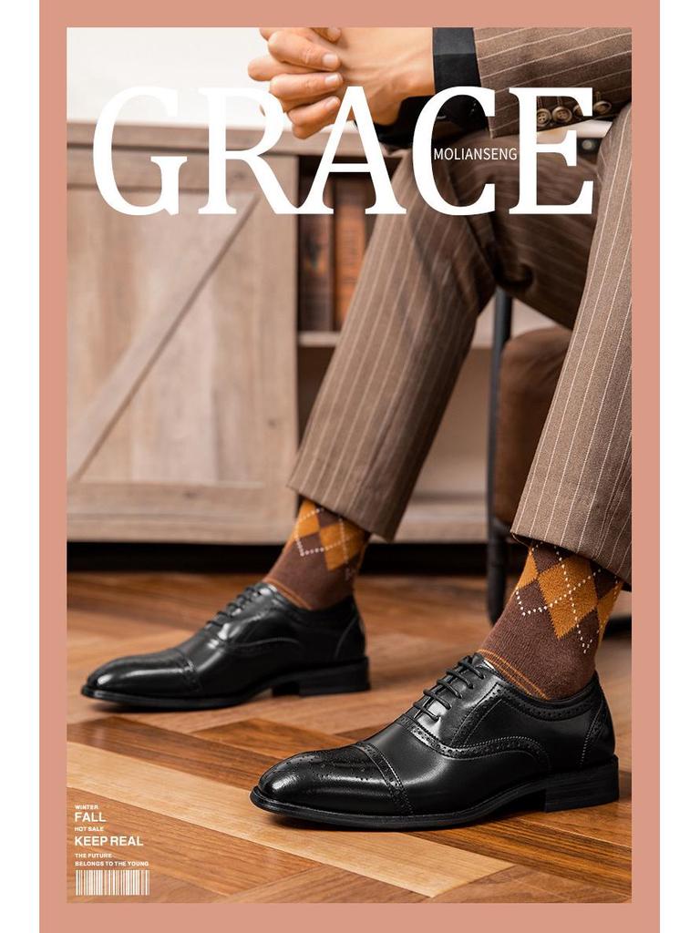 Новые осенние мужские кожаные деловые оксфорды броги — модные, дышащие, готовые к свадьбе.