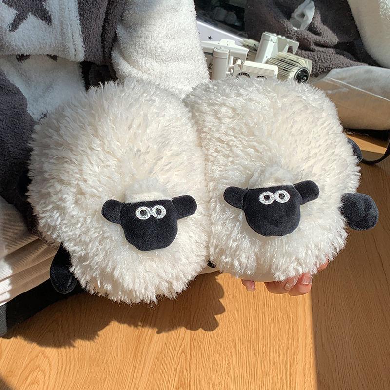 Fashion Fluffy Hairy Animal Lamb Slippers Indoor Home Sandalias Mujer Girls Cute Animal Cartoon Fuzzy Mules 2024 Designer Sheep Slippers