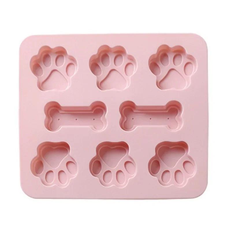 Cartoon Dog Cat Paw Pink Silicone Cake Molds for Food Supplement Biscuit Jelly Fondant Chocolate Baking Pan Ice Tray