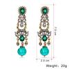 Fashionable Women Girl Long Rhinestone Pendant Earrings Decoration Jewelry Accessory (Green)
