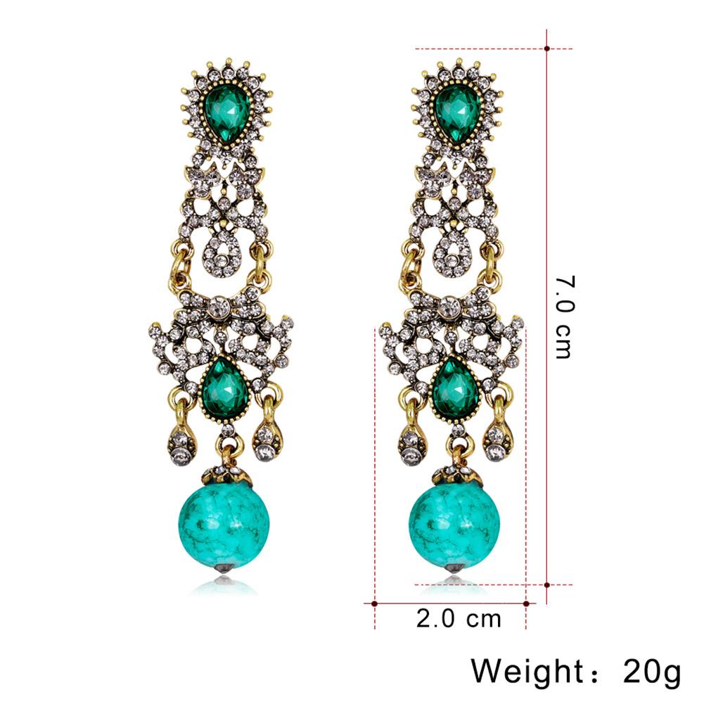 Fashionable Women Girl Long Rhinestone Pendant Earrings Decoration Jewelry Accessory (Green)