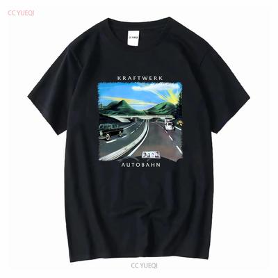 Kraftwerk Autobahn Электронная музыка Винтажная футболка Ральф Хюттер Флориан Шнайдер винтаж Стильная одежда с эффектом выцветания Дышащая