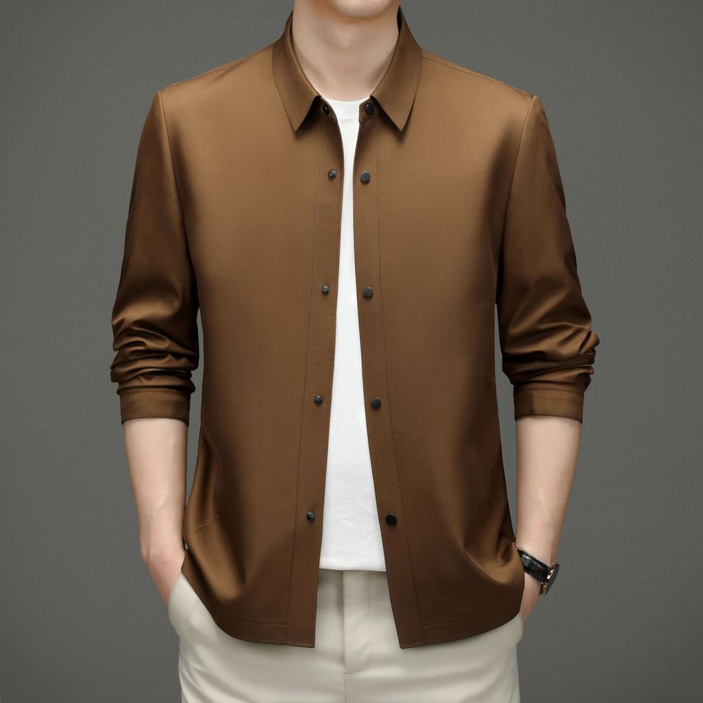 Куртка среднего возраста, мужское пальто с лацканами, деловая тонкая повседневная однобортная модная куртка для папы на весну и осень