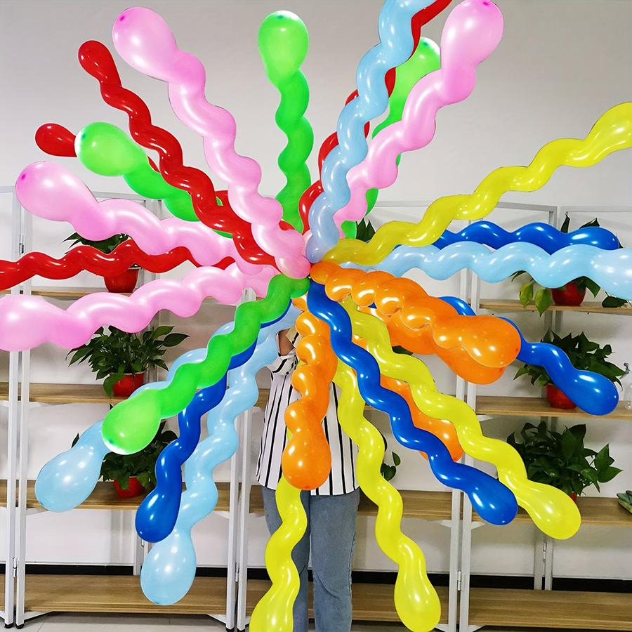 100pcs 80cm Long Spiral Balloon with Mini Pump Birthday Party Room Decoration Props Color Artistic Balloon Background Decor
