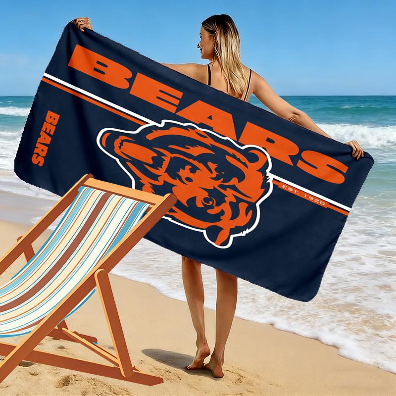 Пляжное полотенце с принтом Chicago Bears, большое, мягкое, быстросохнущее, для пляжа, кемпинга, плавания
