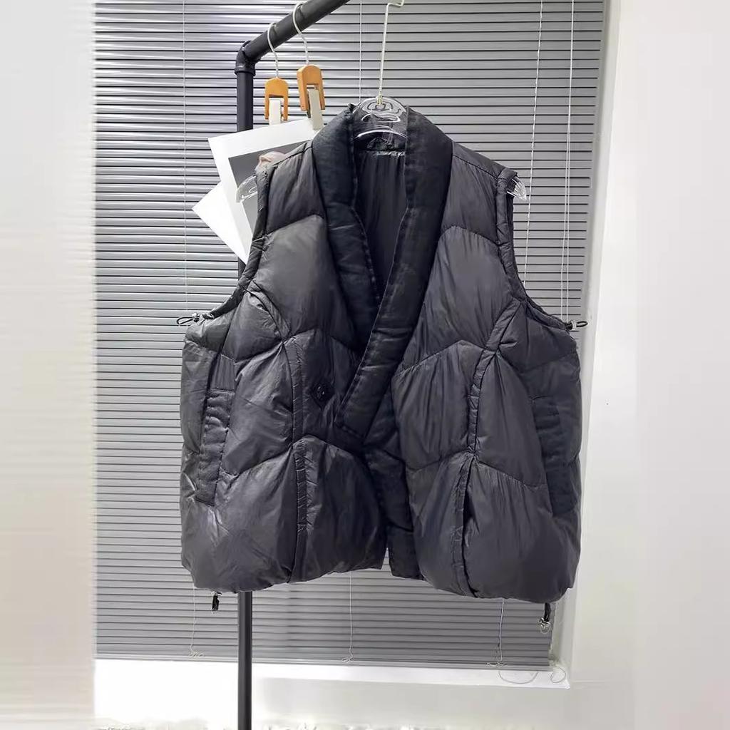 Autumn and Winter New Design Sense Loose Fashion Diagonal Placket Thin Down Vest Vest Women's Jacket Vest Light