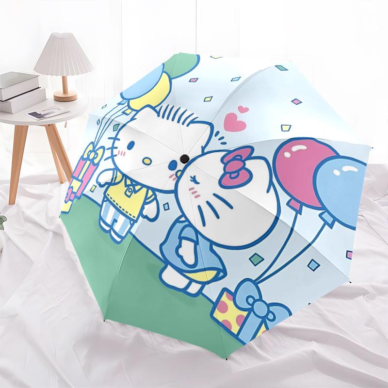1pc Hello Kitty Automatic Opening/Closing Umbrella with Convenient Three-Fold Design, 8-Bone Iron Frame Outdoor Umbrella - Perfect Gift for Fans, Trav
