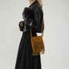 Vintage Style Suede Crossbody Bag For Women With Trendy Fringe Design In Black Brown And Tan