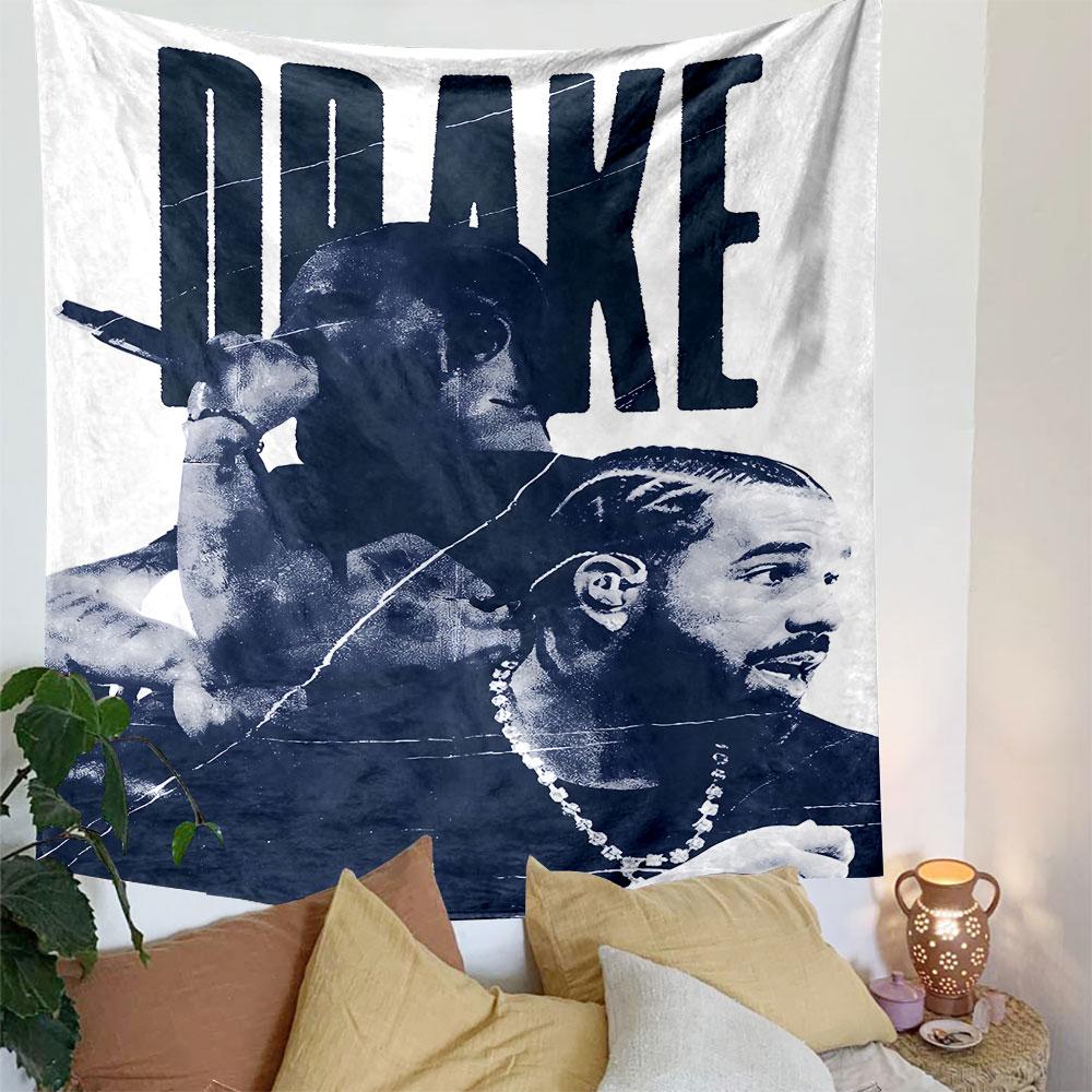 Drake Music Tapestry Wall Hanging, Rapper Album Poster Art, Hip Hop Wall Decor for Bedroom Dorm