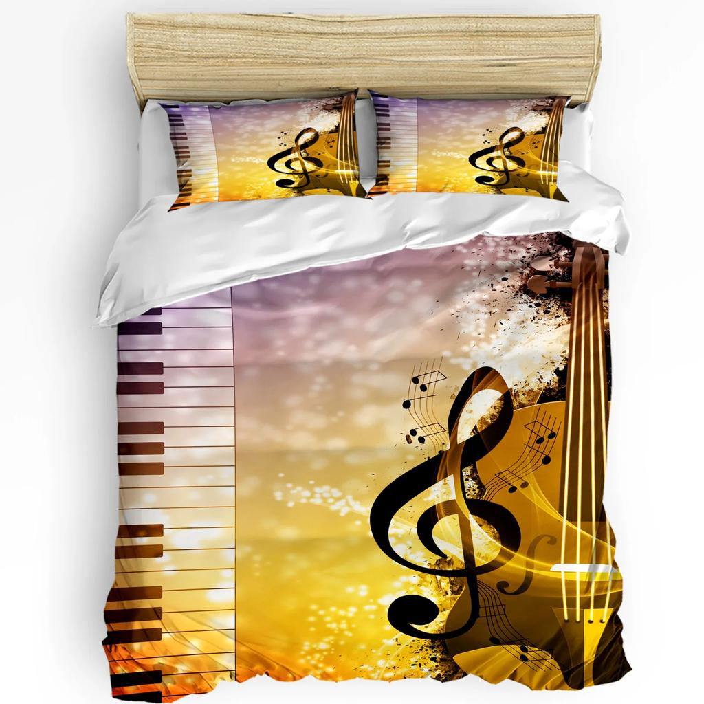 Piano Music Red Rose Flower Bedding Set 3pcs Duvet Cover Pillowcase Kids Adult Quilt Cover Double Bed Set Home Textile