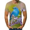 Fashion Colour Painting Parrot Graphic T Shirts Summer Men Casual Trend 3D Printed Short Sleeve Hip Hop Harajuku Streetwear Tees
