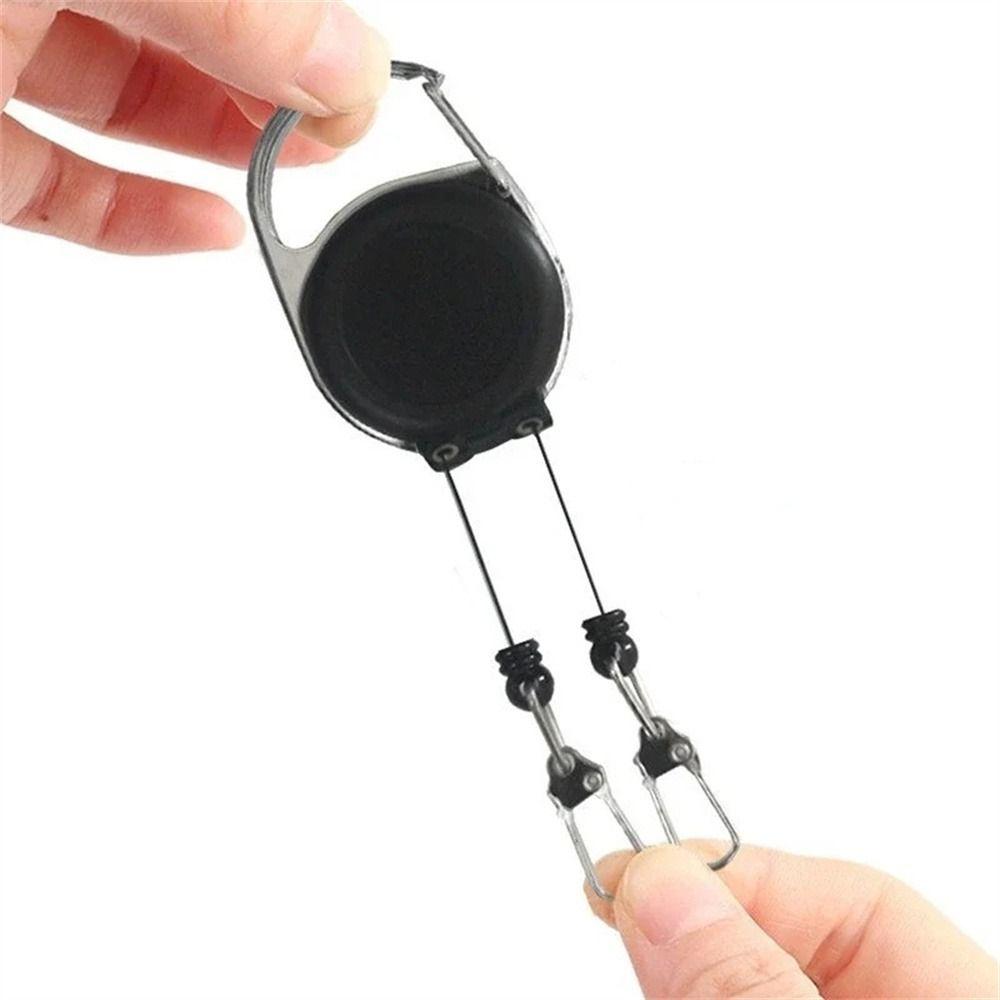 Anti Lost Retractable Keychain Double Headed ID Card Holder Easy To Pull Buckle Outdoor Camping