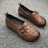 Sandals Women's Retro Hollow Breathable Beef Tendon Sole Non-slip Hole Shoes Flat Mother Leather Shoes