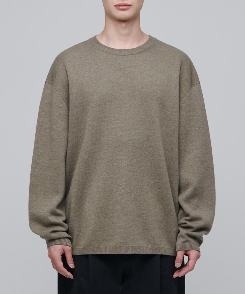 MUSINSA STANDARD Minimal Oversized Crew Neck Knit [Dusty Beige]