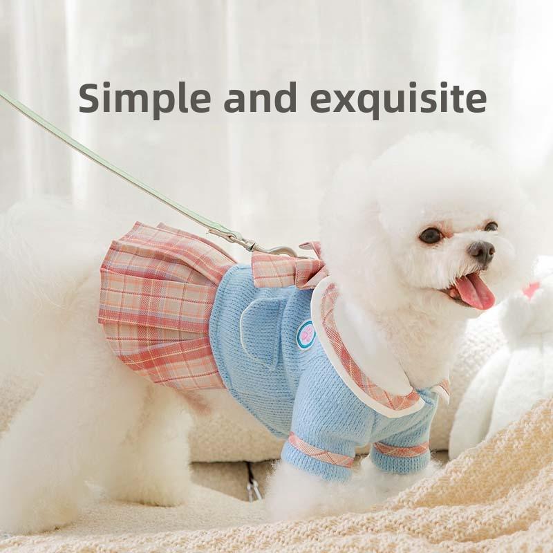 Осенне-зимняя форма для щенков и собак, студенческая форма JK Academy Style Traction Skirt, теплая юбка для кошек и кошек, двухфутовая одежда для домашних животных