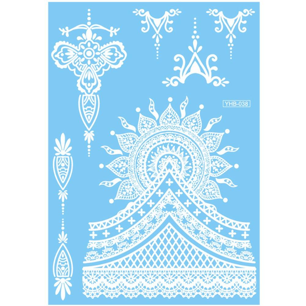 Waterproof White Tattoo Stickers Lace Flower Long-lasting Butterfly Tattoo Stickers Ethnic Style Temporary Tattoo Stickers