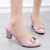 Zapatos De Mujer Fashion Sweet White Patent Leather Office Career Square Heel Shoes for Women Lady Casual Shoes Ab153