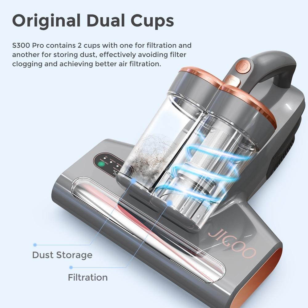 JIGOO S300 Pro Интеллектуальный очиститель от клещей с двумя чашками и датчиком пылевых клещей