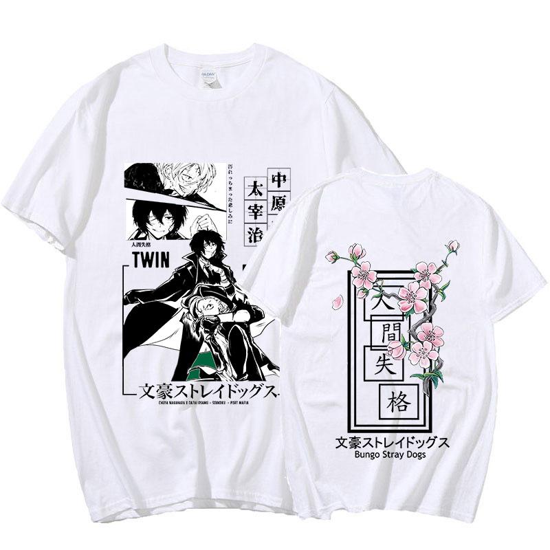 Anime Bungo Stray Dogs Dazai Osamu Nakahara Chuuya Double Sided Print Unisex T Shirt Harajuku Manga Graphic Short Sleeve T-shirts Tops… More