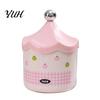 Small Countertop Bin Desktop Trash Can with Flip-top Lid, Macaron Colors Castle Roof Shape, Flip Lid Decorative Mini Storage for Office Desk