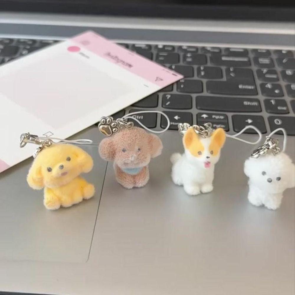 Брелок для ключей с изображением собаки, пушистой куклы, кролика, 3D-подвески для телефона, автомобильного брелока в виде животного