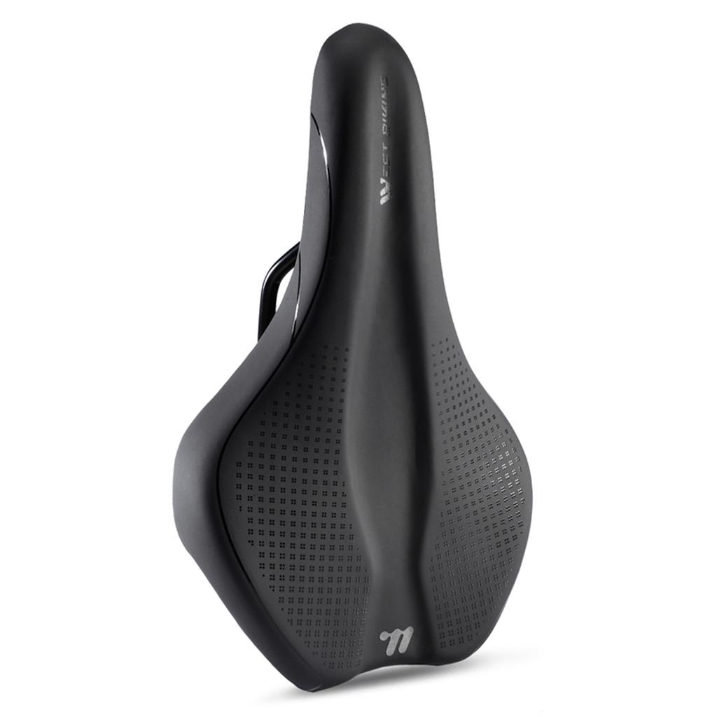 Mountain Bike Saddle Comfortable PU Leather Saddle with Hollow Design Anti-Slip Shockproof for