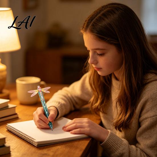 Handwriting Tools for Office Gleaming Wings Translucent Plastic Pen Dragonfly Gel Stationery with Interactive Decorative Pens Daily Use Flapping