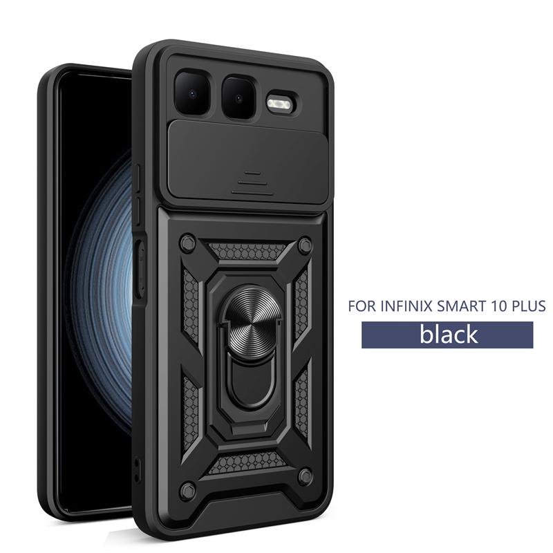 Для infinix Smart 10 Plus 4G Чехол Ударопрочный Бронированный Магнитный Держатель Кольцо Чехол Для infinix Smart 10Plus Защитная Крышка со Сдвижным Защитником Объектива