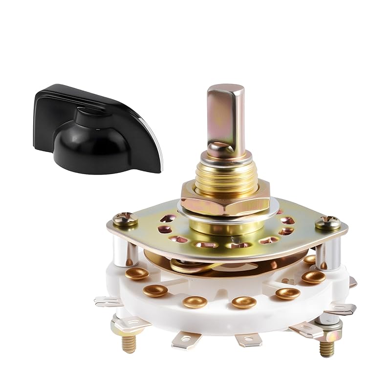 KCZ Rotary Band Switch 2P8T 2 Pole 8 Position Band Channel Rotary Selector Switches 2 Deck Waveband switches with Linear Knob for TV, Radio,