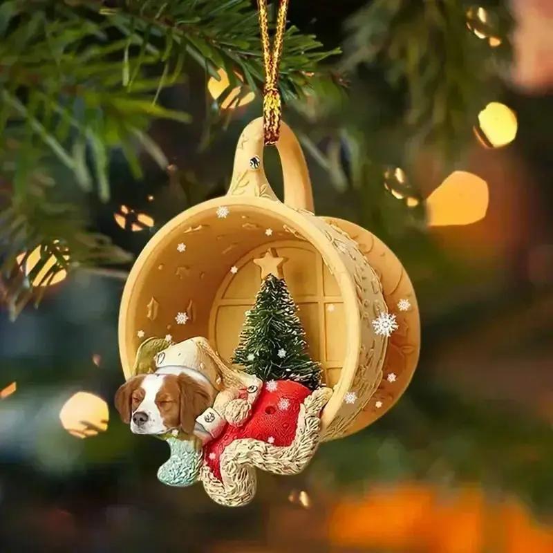 Подвеска на елку Собака Животное Капля Украшение в снегу Карман Подвесной Новогодний Праздничный Реквизит Украшение Комнаты Рождественский Подарок