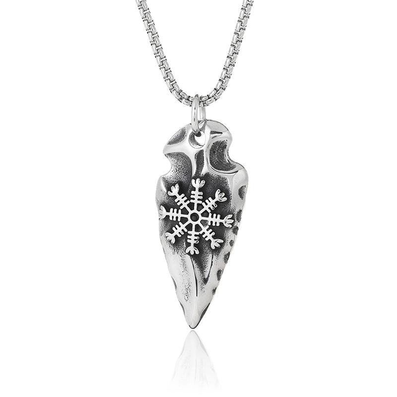 Stainless Steel Fashion Simple Viking Valknut Vegvisir Pendant Vintage Nordic Odin Sword Gungnir Rune Necklace Jewelry