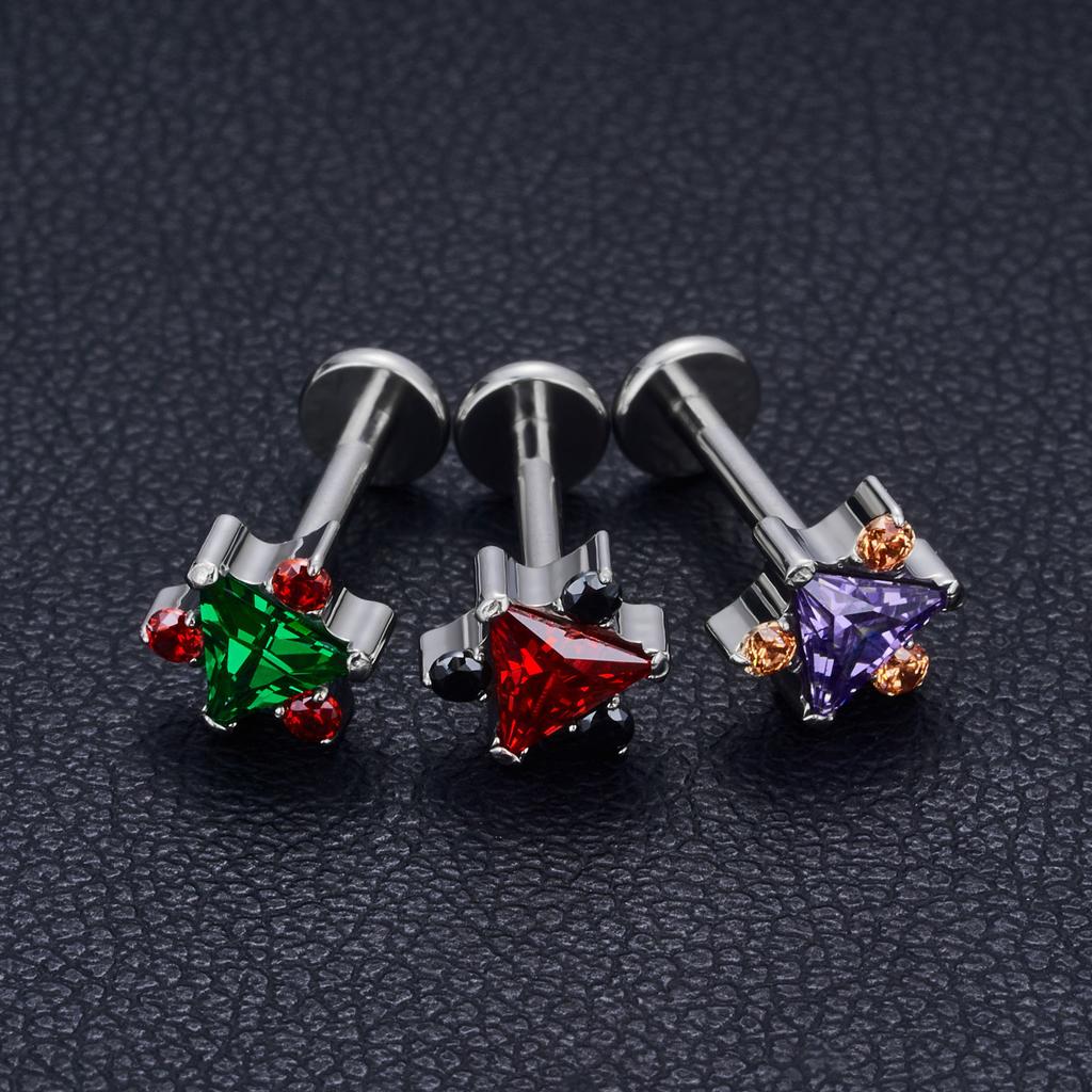 G23 Титановые серьги-гвоздики с узором из цветов и листьев, украшенные фианитами, лабрет, гвоздик для губ, хрящ козелка, серьги-ракушки, ювелирные изделия