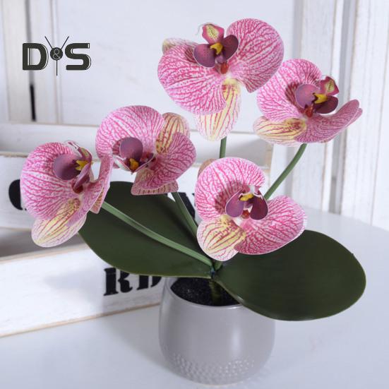 Прозрачная текстура, искусственное растение без полива, яркие поддельные листья орхидеи фаленопсис