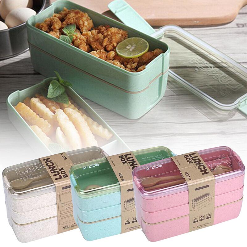 3-слойный ланч-бокс, ложка, вилка, столовая посуда, набор для хранения еды, бенто, микроволновая печь