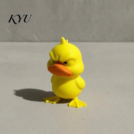 Modern Home Accent 3D Printed Yellow Duck Figurine, Funny Statue with Vivid Expressions, Healing Desk Companion Cute Miniature Desktop Ornaments