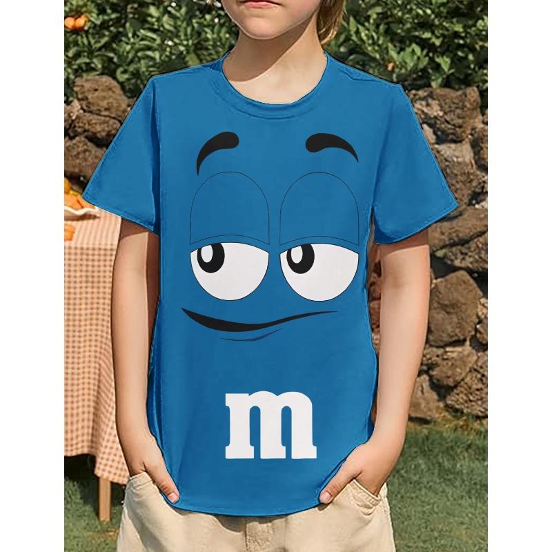 Summer Innovative M Chocolate Bean Children's 3D Printed Kids T-shirt Fun Casual Short Sleeves Sports Tees Fashion Streetwear