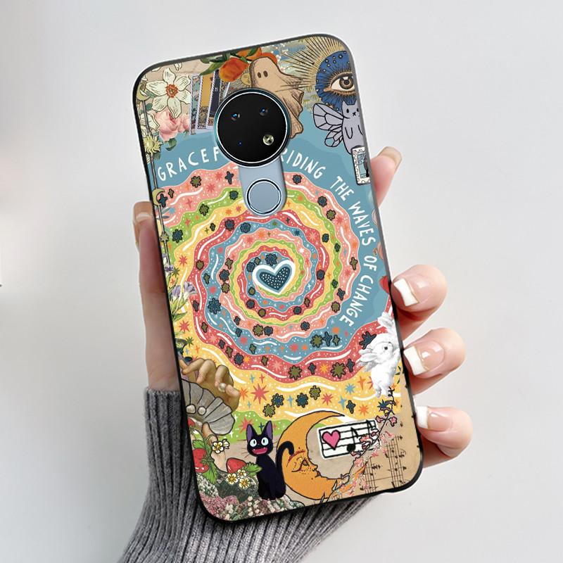 Милый Чехол Для Nokia 6.2 / Nokia 7.2 Fundas Capa Печатный Корпус Защитная Крышка Мягкий Силикон Мультяшный Черный Корпус Coque