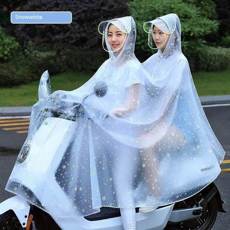 Raincoat for Electric Scooter, Double Seat, Parent-Child, Long Style, Full-Body, Heavy Rain Protection, Motorcycle-Specific, Transparent Rain Poncho