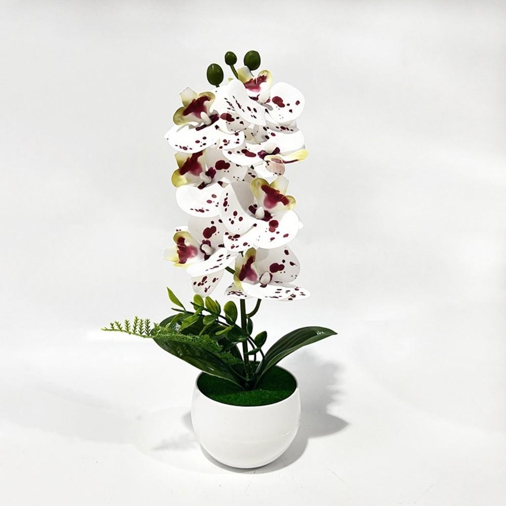 7 Heads Simulated Flower Butterfly Orchid Potted Pink Artificial Faux Plants Living Room Ornaments
