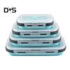 4Pcs Collapsible Food Storage Container With Lids Flat Stackable Refrigerator Food Box Set Silicone Food Sealed Crisper Lunch Bento Box For