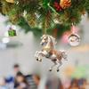 Exquisite White Horse Acrylic 2D Flat Car Rearview Mirror Pendant Home Party Christmas Tree Hanging Decor Backpack Keychain Gift