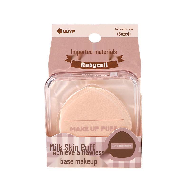 Одинарная упаковка Пуховка для лица Rubycell Milk Skin: Супермягкое яйцо для макияжа двойного назначения для жидких и сухих тональных средств.