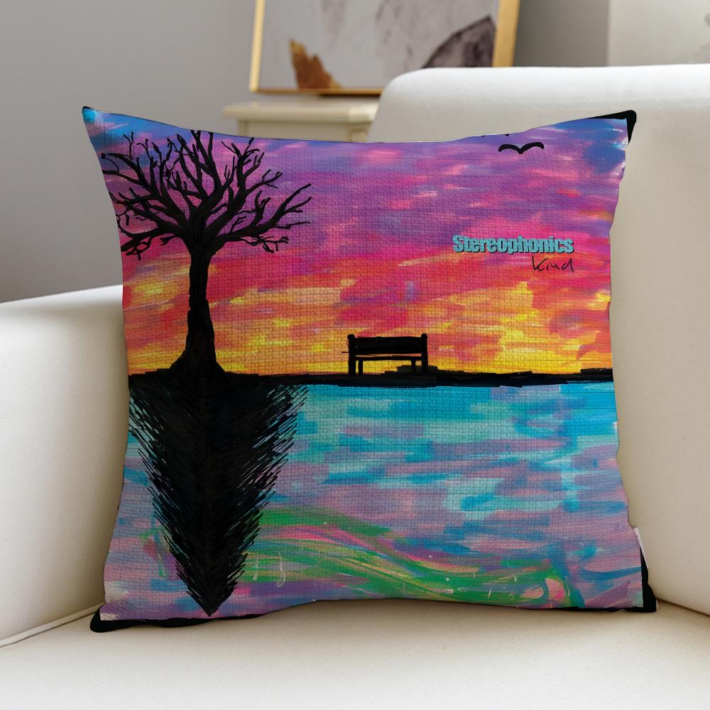 Rock SStereophonicsS Cushion Cover Breathable and skinfriendly linen pillowcase square removable and washable cushion
