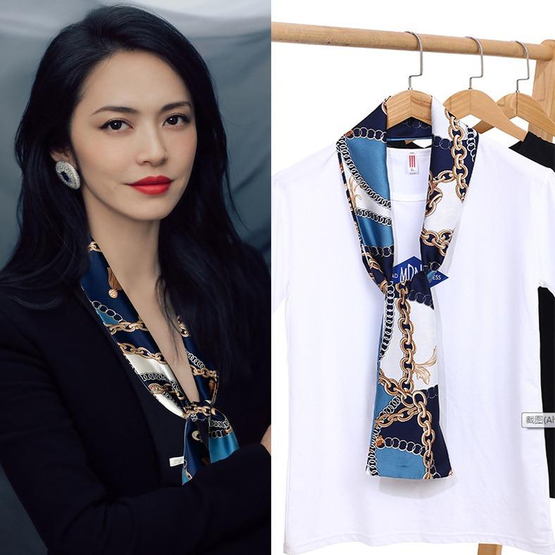 Шарф из искусственного шелка, сезонный маленький шарф, повязка на голову, длинный шарф, универсальный женский шарф с завязками