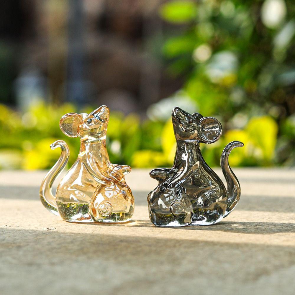 Lucky Crystal Rat Ornament Exquisite Animal Model Beautiful Table Ornaments  Living Room