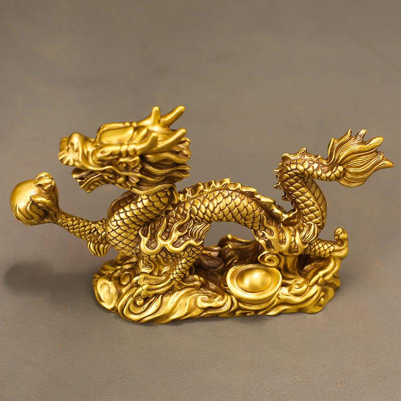 Zhaocai All Copper Brass Golden Ingots Dragon Ornaments Longteng Four Seas Decoration Crafts Shop Office Decoration
