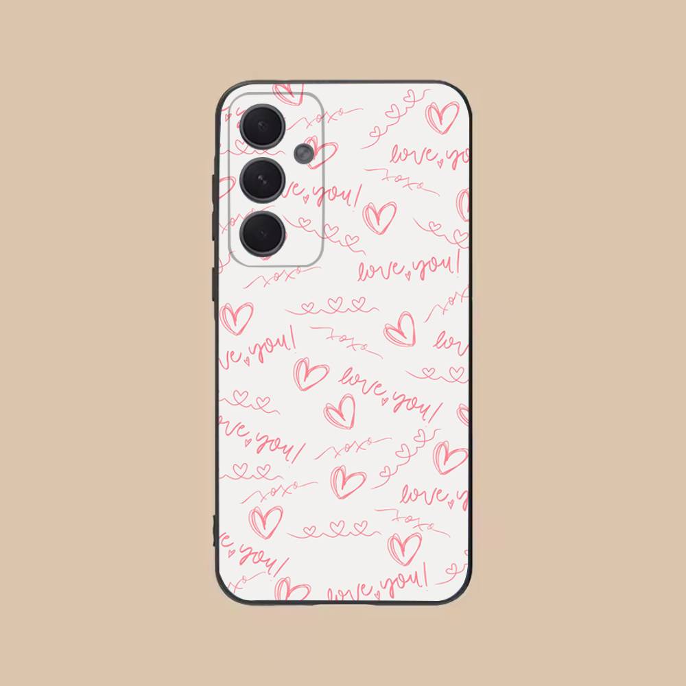 Чехол для телефона 'Любящее сердце' для Samsung S25,24,21,22,23,20,S30,Ultra,Plus,Fe,Lite,Note,5G Черный чехол