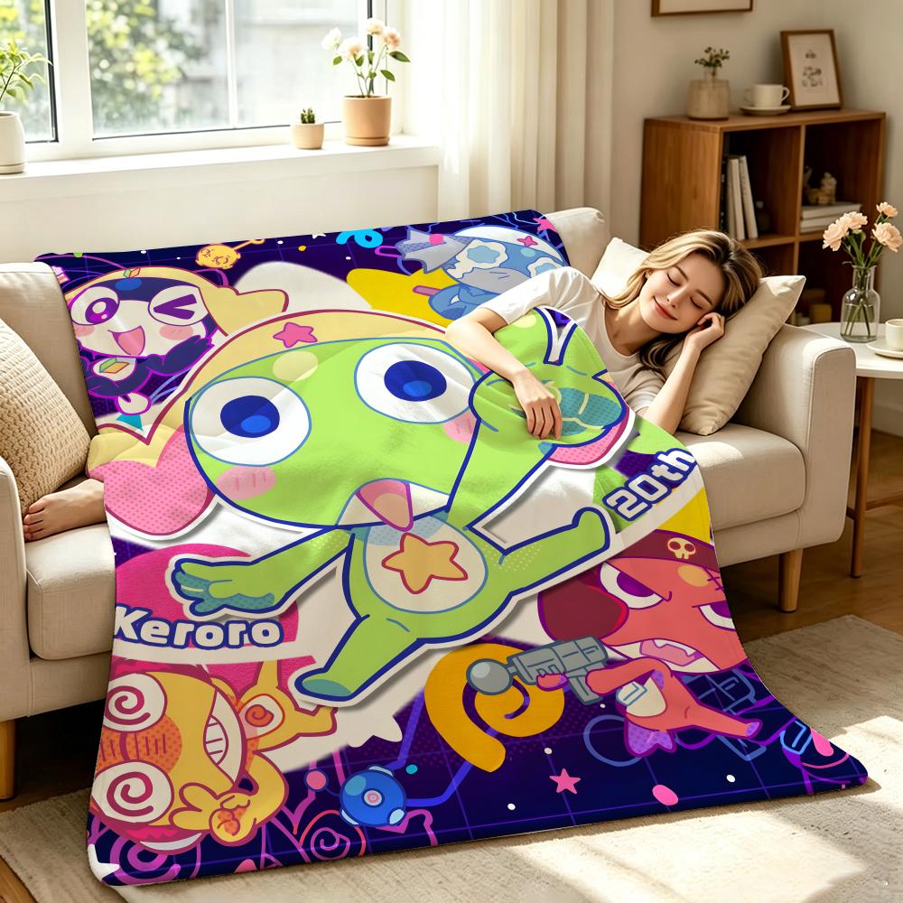 Anime KKeroro GGunso Throw Soft Warm Flannel Throw Blanket Multiuse for Sofa Bed Office Nap