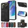 For Samsung Galaxy S21 FE 5G Ring Bracket Card Holder Slots Cover Phone Case